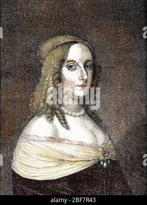 Ritratto de la reine Christine de Suede (Kristina Vasa, 1626-1689) - Ritratto della Regina Christina di Svezia - gravure tiree de 'Univers Illustre' 1862 Foto Stock