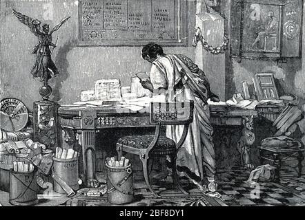 Antichite romaine 'Arc Antoine (83-30 avant JC) mettant la main sur les papiers de Jules Cesar (100-44 avant JC) apres sa mort 43 avant JC' (Mark ANT Foto Stock