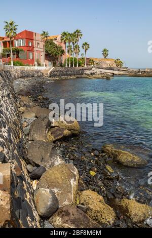 Architettura tradizionale a Goree Island, Dakar, Senegal. Africa occidentale. Foto Stock