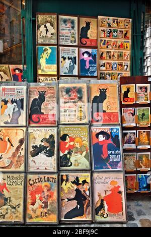 Poster vintage di un negozio a Montmartre, Parigi, Francia. Foto Stock