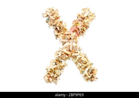 Lettera X fatta da trucioli colorati per l'uso nel vostro disegno. Foto Stock