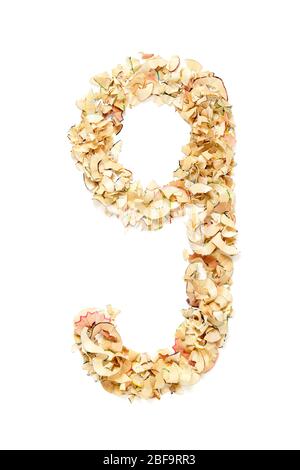 Numero 9 fatto di matita rasature per il vostro progetto. Foto Stock
