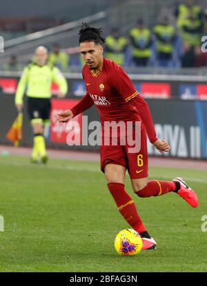 Roma, Italia, 26 gennaio 2020. Chris Salling di Roma in azione durante la serie UNA partita di calcio tra Roma e Lazio allo Stadio Olimpico. Foto Stock