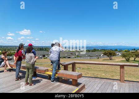 Vista su Taupo e sul lago Taupo, Nuova Zelanda Foto Stock