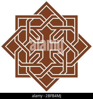 Coptic Horned croce design decorativo, arabisco e modello, alta precisione, NO.2.8 Illustrazione Vettoriale