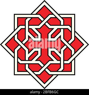 Coptic Horned croce design decorativo, arabisco e modello, alta precisione, NO.2.1 Illustrazione Vettoriale