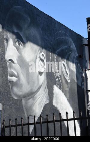 Los Angeles, California, USA 17 aprile 2020 una visione generale di atmosfera Kobe Bryant Mural il 17 aprile 2020 a Los Angeles, California, USA. Foto di Barry King/Alamy Stock Foto Foto Stock