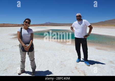 Bellissime lagune tuchesi nelle vicine saline Tolar Grande. Salta, Argentina Foto Stock