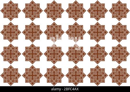 Coptic Horned croce design decorativo, arabisco e modello, alta precisione, NO.2.8 Illustrazione Vettoriale