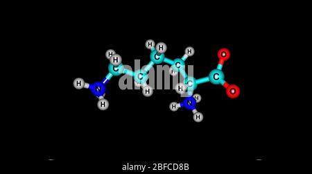 La lisina è un amminoacido essenziale, la lisina è una base, così come l'arginina e l'istidina. Foto Stock