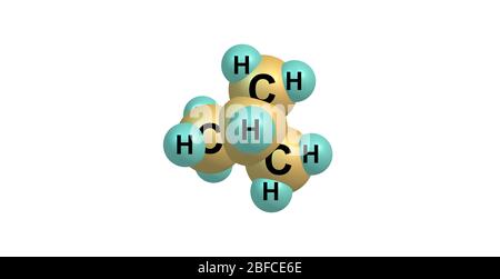 Isobutano o metilpropano è un composto chimico di formula molecolare C4H10 Foto Stock