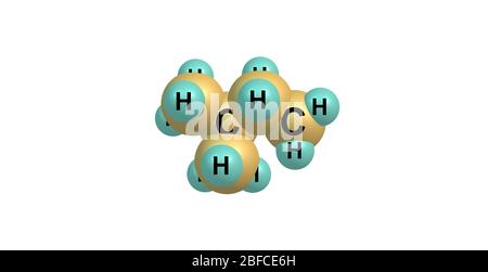 L'isopentano o metilbutano è un alcano a catena ramificata con cinque atomi di carbonio Foto Stock