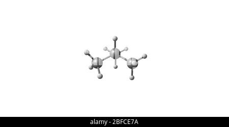 Isobutano o metilpropano è un composto chimico di formula molecolare C4H10 Foto Stock