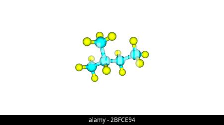 L'isopentano o metilbutano è un alcano a catena ramificata con cinque atomi di carbonio Foto Stock