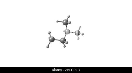 L'isopentano o metilbutano è un alcano a catena ramificata con cinque atomi di carbonio Foto Stock