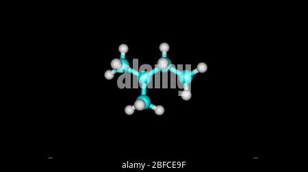 L'isopentano o metilbutano è un alcano a catena ramificata con cinque atomi di carbonio Foto Stock