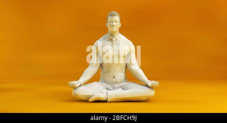 Uomo di affari di meditazione Zen e mantenendo la calma o senza stress Foto Stock