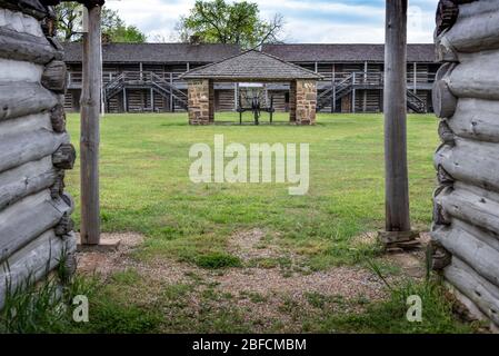 All'interno della borsa a Fort Gibson, uno storico sito militare in Oklahoma che sorvegliò la frontiera americana nel territorio indiano dal 1824 al 1888. Foto Stock