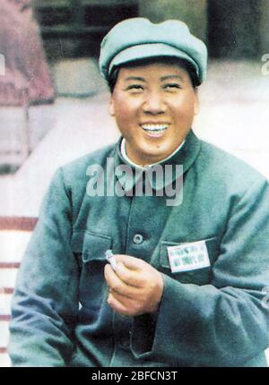 PICCOLO LIBRO ROSSO Foto di Mao Zedong dal suo libro del 1964 'Quotazioni dal presidente Mao-TSE-tung' popolarmente chiamato il piccolo libro rosso Foto Stock