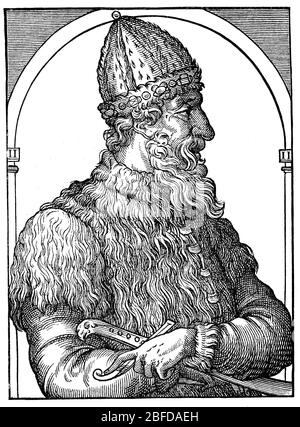 Ivan III. Vasilyevich, chiamato Ivan il Grande, 22 gennaio 1440 - 27 ottobre 1505, fu Granduca di Mosca dal 1462 al 1505 / Iwan III Wassiljewitsc, genannt Iwan der Große, 22. Gennaio 1440 - 27. Oktober 1505, war von 1462 bis 1505 Großfürst von Moskau, Historisch, riproduzione storica e digitale migliorata di un originale del 19 ° secolo / digitale Reproduktion einer Originalvorlage aus dem 19. Jahrhundert Foto Stock