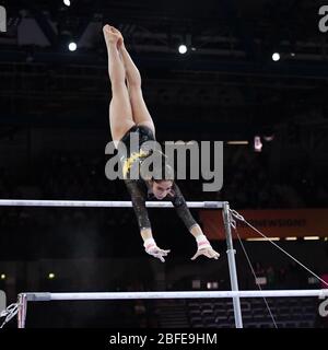 elisa iorio (ita) al Parallel Bars durante i Campionati mondiali di Ginnastica artistica, Ginnastica a stoccarda (ger), Italia, ottobre 04 2019 Foto Stock