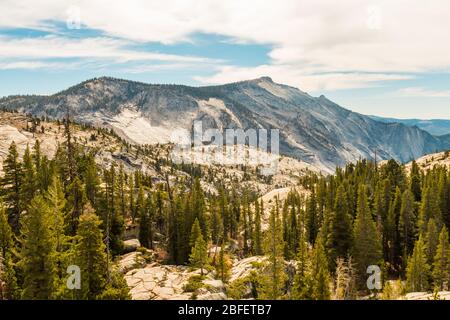 Vista da Olmsted Point dell'ambiente naturale del Parco Nazionale di Yosemite, California, Stati Uniti Foto Stock