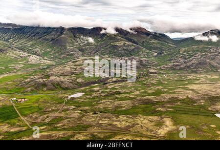 Un'incredibile ripresa nella zona di Eyjafjallajokull, nella parte occidentale dell'Islanda Foto Stock