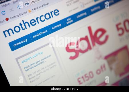 Immagine illustrativa del sito web di Mothercare. Foto Stock