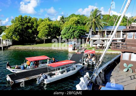 Tauchboot, subacquei Yap Foto Stock