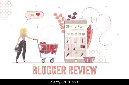 Beauty Gods Shopping Review Flat Vector Concept Illustrazione Vettoriale