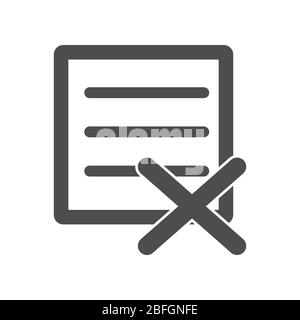 Documento rifiutato, icona vettoriale per siti Web e applicazioni. Illustrazione di stock isolata su sfondo bianco. Design semplice Illustrazione Vettoriale