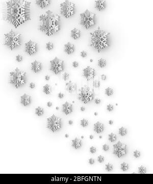 Biglietto di Natale con fiocchi di neve di carta. Vettore EPS 10 Illustrazione Vettoriale