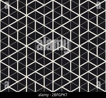 Pattern geometrico vettoriale senza giunture. Reticolo astratto a linee sottili. Semplice triangolo monocromatico forme traliccio. Illustrazione Vettoriale