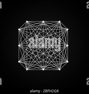 Figura astratta bianca sacra su sfondo nero. Design semplice per magic craft e puzzle, logica, metroidvania, indie giochi. Illustrazione di un vettore. Illustrazione Vettoriale