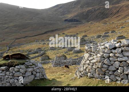 St Kilda: Baia del villaggio St Kilda di proprietà del National Trust for Scotland. Foto Stock