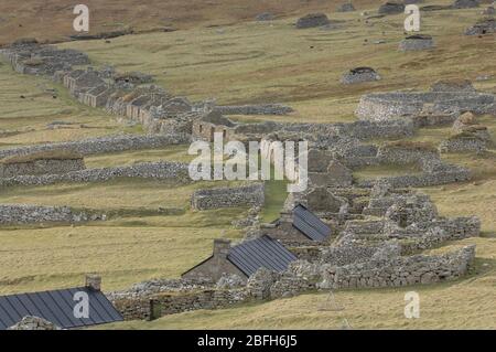 St Kilda: Baia del villaggio St Kilda di proprietà del National Trust for Scotland. Foto Stock