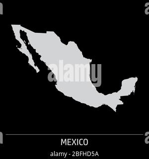 Illustrazione dell'icona della mappa del Messico su sfondo grigio con etichetta Illustrazione Vettoriale