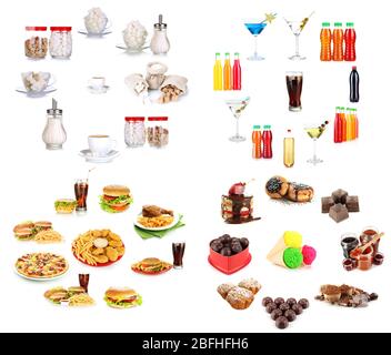 Collage di cibo diverso malsano Foto Stock