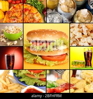 Collage di fast food Foto Stock