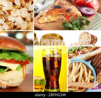 Collage di fast food Foto Stock
