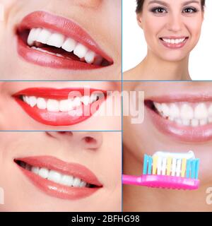 Collage di fotografie sul tema dei denti sani Foto Stock