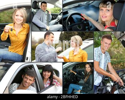 Collage di guida dell'automobile Foto Stock