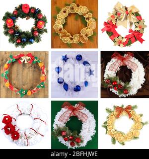 Collezione di wreathes di Natale Foto Stock