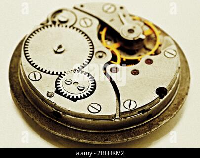 Dettagli del pezzo a spirale, pignoni e ruote Foto Stock