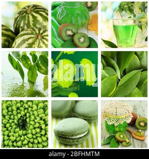 Collage di foto in verde Foto Stock