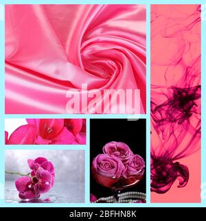 Collage di foto in colori rosa Foto Stock