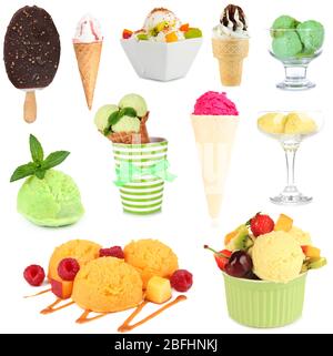 Collage di diversi tipi di gelato Foto Stock