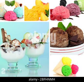 Collage di diversi tipi di gelato Foto Stock