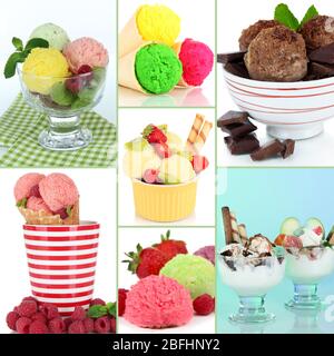 Collage di diversi tipi di gelato Foto Stock