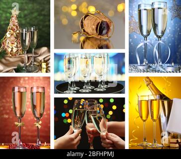 Collage di champagne Foto Stock